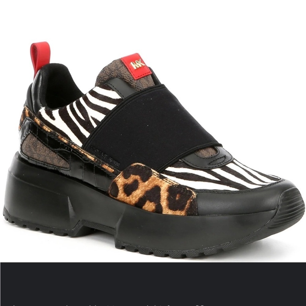 NWOB Michael Kors Cosmo Animal-Print Calf Hair Slip-On Sneakers. Size 8.5.